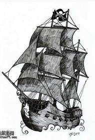 Manuscript sailboat ٹیٹو پیٹرن