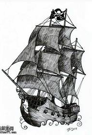 Modello di tatuaggio di barca a vela manoscritto