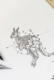 Kanguru geometrik çizgi dövme deseni el yazması