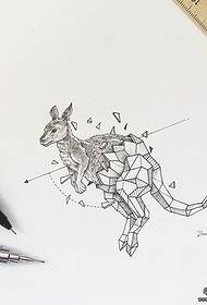 Kangaroo geometric line tattoo pattern manuscript