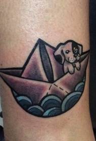 Simpatico cucciolo e paper boat spray tattoo pattern