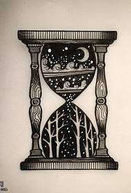 Manuscript starry hourglass tattoo pattern