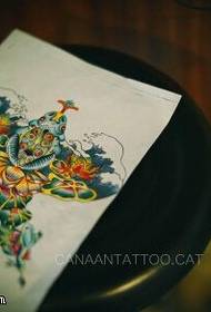 Manuskripta bildo pri tatuaje de Kolora Keto provizita de tatuada spektaklo