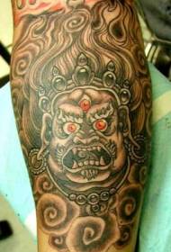 Ručno dojmljiv uzorak tetovaže azijske maske s tri oka
