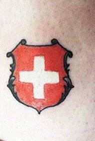 Wzór tatuażu szwajcarskiej flagi kolor ramienia