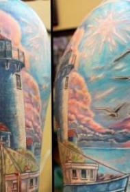 Lighthouse Tattoo 9-grupper symboliserer varme og lyse fyrtatoveringsdesign