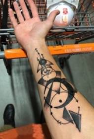Boys Arms on Black Grey Sketsa Sting Tips Geometric Elements Creative Tattoo Picture