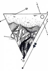 Black gray sketch geometric element literary beautiful landscape tattoo manuscript