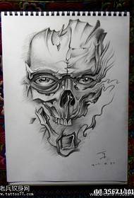 Yin laughing scary skull tattoo pattern manuscript