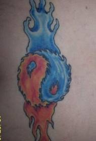 Yin in Yang trač vode in ognja barvni tatoo vzorec
