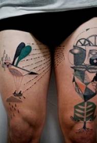 Schoolgirl thighs geometric elements simple lines alternative tattoo pictures