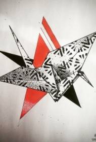Manoscritto del modello del tatuaggio geometrico della gru di carta europea ed americana