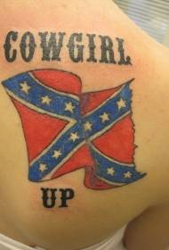 Плечо цветной американский флаг и рисунок татуировки буквы