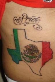 Liemens spalvos tatuiruotė su Teksaso ir Italijos vėliavomis