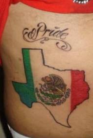 Tatuaggio bandiera in vita colorata Texas e Italia