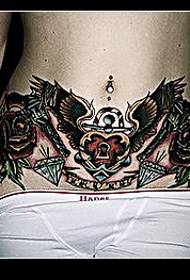 Belly rose wing tattoo picture