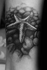 Модел за тетоважа со морска _везда _11 црна и сива убава слика за тетоважа со морска worksвезда работи