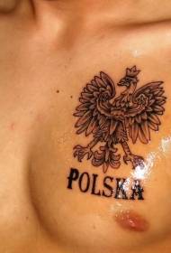 علامة البولندية البني الصدر مع صورة وشم إلكتروني