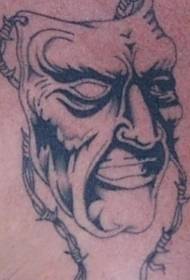 Esquena imatge de tatuatge de màscara lletja negra