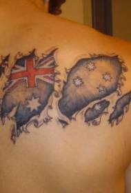 Plecu krāsas tetovējums ar Austrālijas karogu