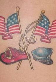 Mbendera yamtundu waku American yokhala ndi hat tattoo