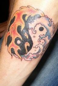 Oheň a voda Tai Chi klebety jin a jang maľované tetovanie vzor
