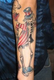 Arm color Uncle Sam's skull tattoo pattern