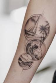 Aspetto e squisite immagini di tatuaggi di paesaggi di punti
