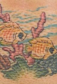 Color underwater singular fish tattoo pattern
