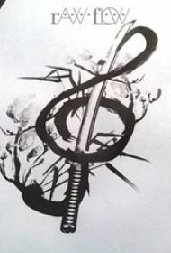أسود رمادي رسم الإبداعية الأدبية رائعة أنيقة مذكرة الوشم مخطوطة