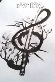 Manoscritto tatuaggio creativo nero nero squisita nota chic chic chic