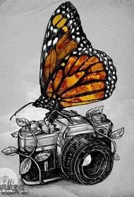 Manuskript Kamera Schmetterling Tattoo Muster