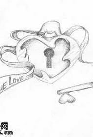 Ракописот само клуч шема за тетоважа на заклучување на отворено срце