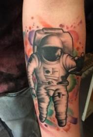 Boys Arms on Black Grey Sketch Sting Tips Creative Astronaut Watercolour Splash Ink Tattoo Picture