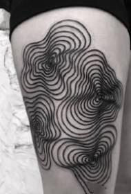 Sæt med geometriske tatoveringsbilleder sammensat af sorte streger