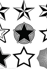 一組五角星紋身手稿圖案