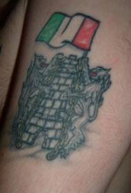 Tattoo bratach an Lion ar chaisleán daite na hÉireann