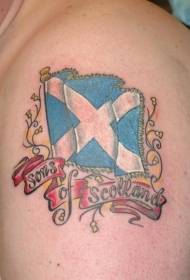 Ուսի գունավոր շոտլանդական դրոշ `տառային դաջվածքով