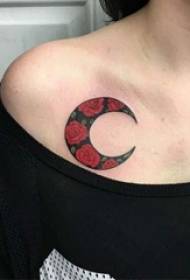 Variety of line sketches, art, small fresh, beautiful, exquisite moon, classic tattoo pattern
