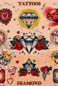 Skup slika dijagrama rukopisa dijamantskih tetovaža
