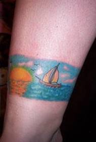 Arm color sea ship tattoo pattern