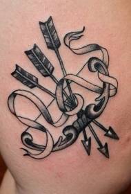 Дугачка црна прскана трака и узорак за тетоважу лука и стрелице