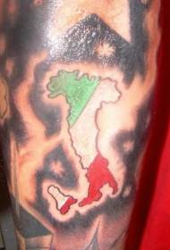 Noha farba Taliansko mapa a vlajka tetovanie vzor