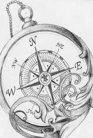 Beveel een kompas tattoo manuscript patroon foto aan