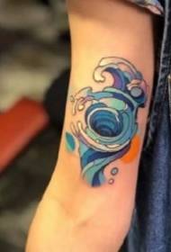 Seti ya kazi za tattoo na picha za maandishi ya mandhari ya kunyunyizia