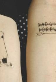 Arm λυπημένο μοναχικό φάντασμα και μοτίβο τατουάζ βέλος