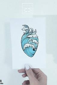 Kézirat szív alakú hullám tetoválás minta