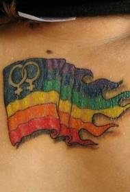 Padrão de tatuagem de logotipo gay de cor traseira