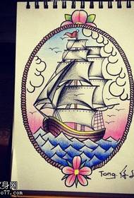Tatuointiesitys, suosittele värillistä purjehduskäsikirjoitusta