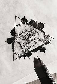 Manoscritto con motivo a tatuaggio geometrico peonia europea e americana